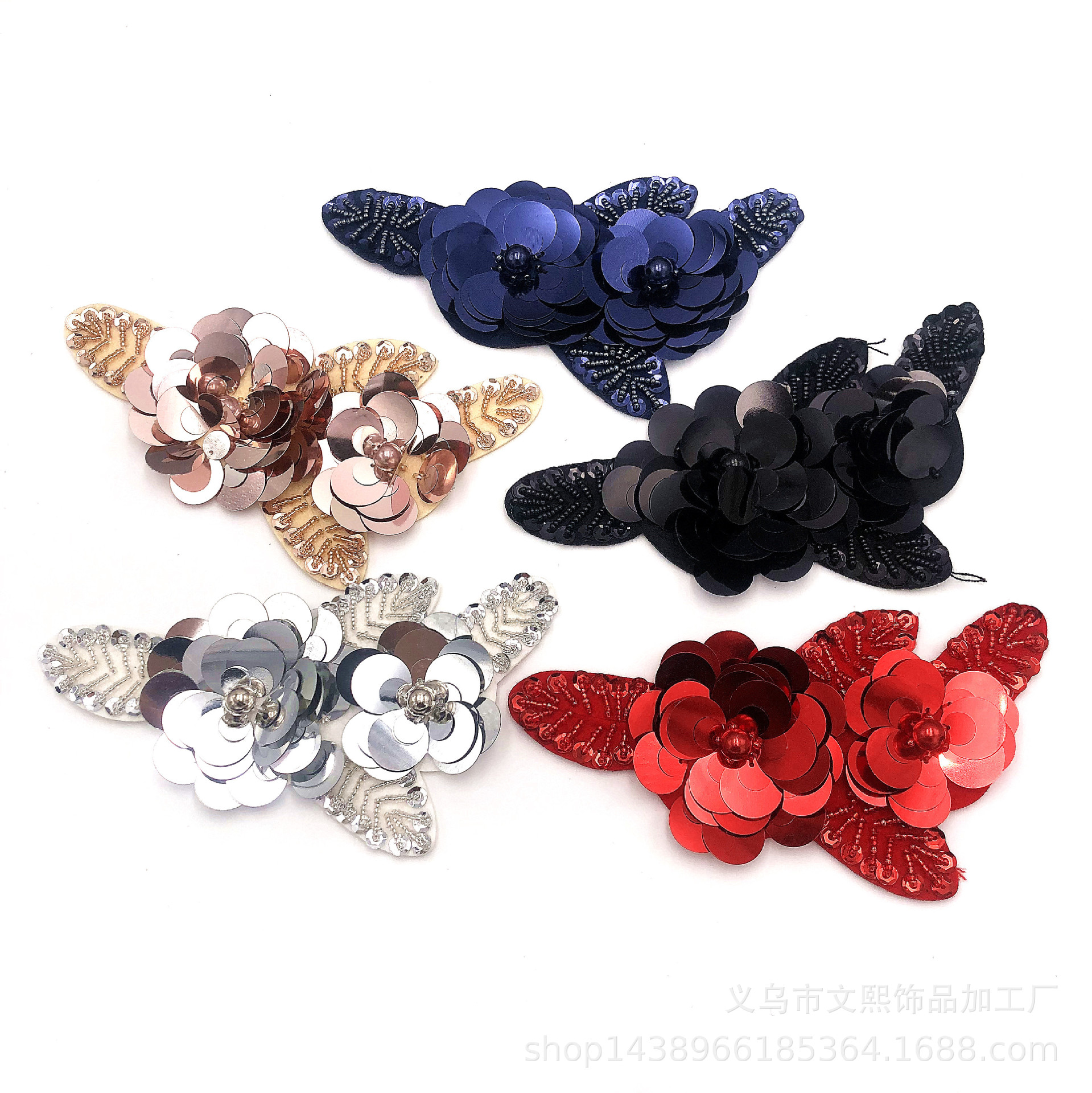 厂家供应新款 钉珠亮片花朵布贴服装包包装饰DIY辅料