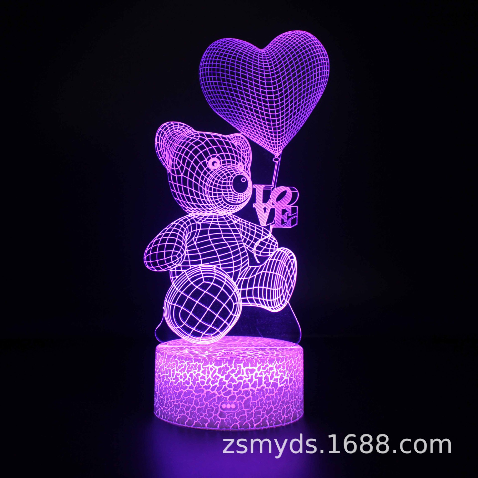 Lámpara 3D de la Serie Oso Amoroso de Dibujos Animados, Lámpara Nocturna Creativa LED, Lámpara Visual, Regalo de San Valentín, Lámpara de Mesa con Proyección