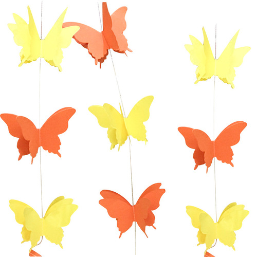 Three-layer large colorful butterfly paper lace paper string children's room shopping mall window decoration wedding birthday party supplies