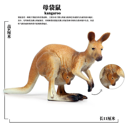 Cross-border children's solid wild simulation animal model male kangaroo and wallaby toy model ornaments hand-made set