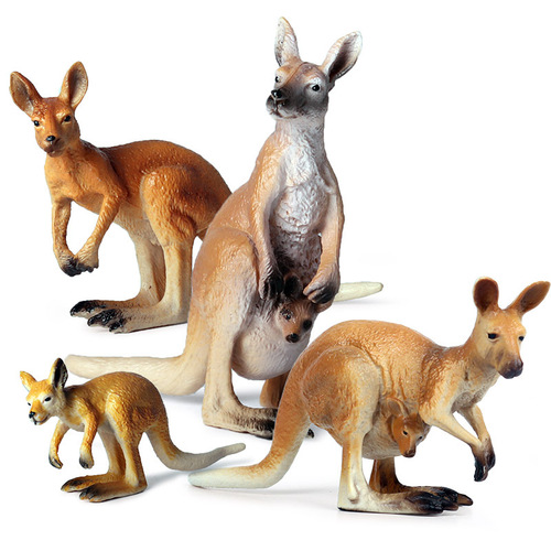 Cross-border children's solid wild simulation animal model male kangaroo and wallaby toy model ornaments hand-made set