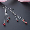 Accessory, long fashionable earrings pomegranate with tassels, Korean style, silver 925 sample, wholesale