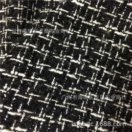 粗纺 小香风外套布料 女装时装面料 批发 黑色 箱包鞋材适用