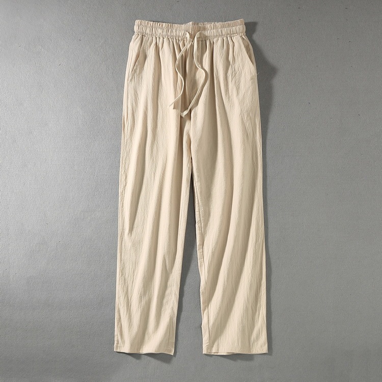 Linen Pants Men's Loose Spring Pants Straight Harem Pants Drawstring Sports Pants Chinese Style Men's Cotton and Linen Pants