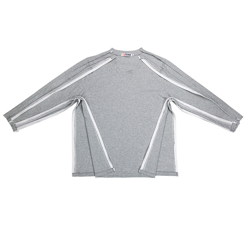 Fácil de usar y quitarse la bata de hospital fractura infusión postoperatoria conveniente inyección tardía ropa de enfermería completamente abierta camiseta primavera