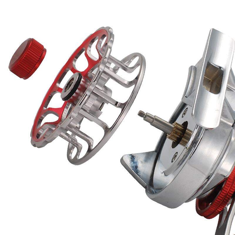 Carrete de Pesca Kemeilong Totalmente Metálico con Fuerza de Arrastre, Rueda de Micro Plomo, Carrete de Pesca de Puente, Carrete para Balsa