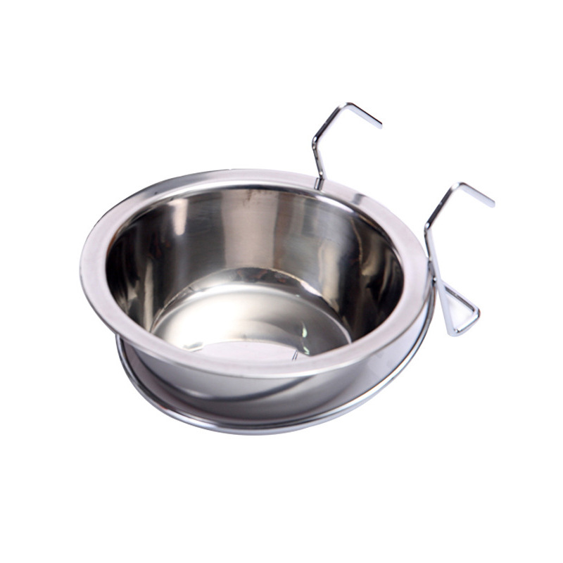 Acero inoxidable para mascotas colgante perro tazón colgante perro jaula comida tazón solo colgante perro jaula mascota tazón en stock al por mayor