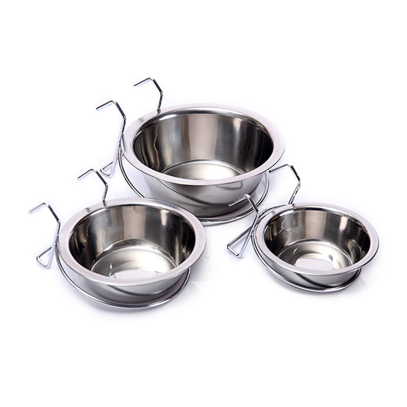 Acero inoxidable para mascotas colgante perro tazón colgante perro jaula comida tazón solo colgante perro jaula mascota tazón en stock al por mayor