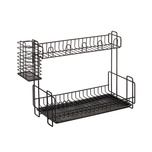 Nachen Double-layer Dish Rack with Water Catchment Tray Wholesale Multi-functional Kitchen Bowl Plate Chopstick Storage Shelf