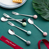 Ceramics, spoon, fruit fork stainless steel