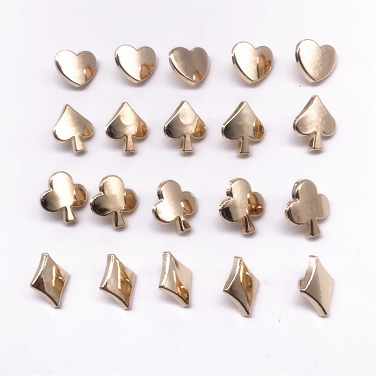 Metal Poker Button Hand Stitched Shirt Cardigan Sweater Button Rose Gold Heart Square Decorative Button