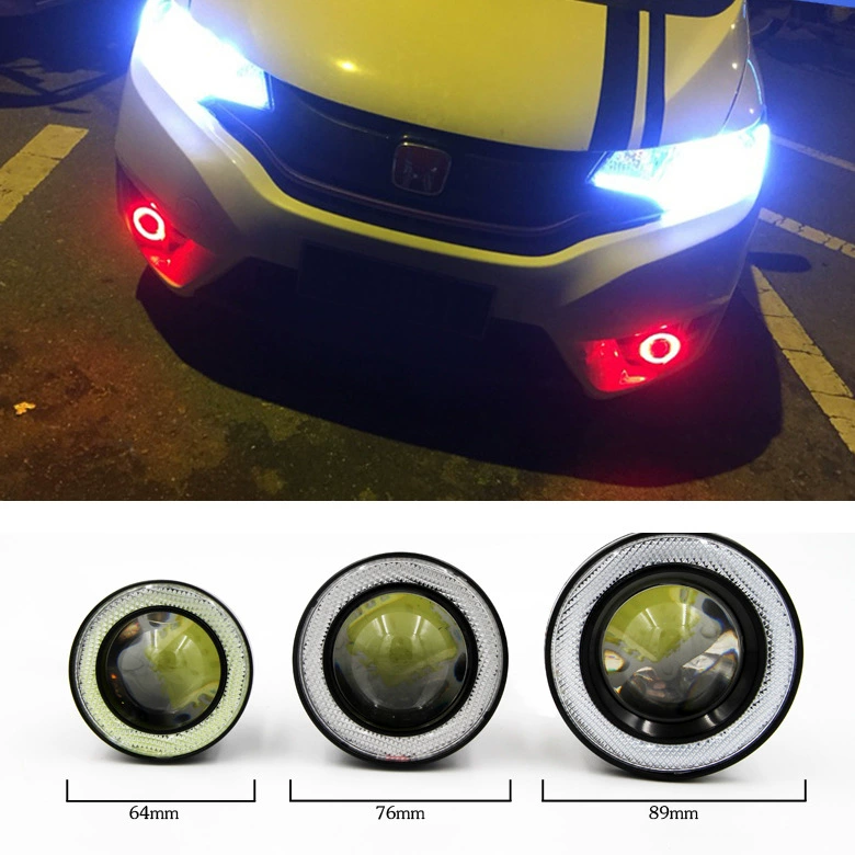 Manufacturer car LED lens 30W fog light with cob angel eyes cow eyes modified fish eye day running light colorful night vision