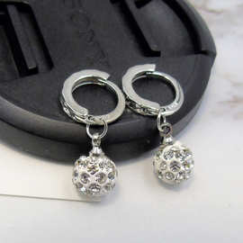 新品 S女银香巴拉满钻球耳饰 车花耳环 韩版气质时尚饰品