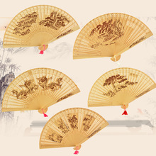 新款礼盒香木扇批发雕刻双面镂空折叠扇中国风古典女士文艺扇厂家