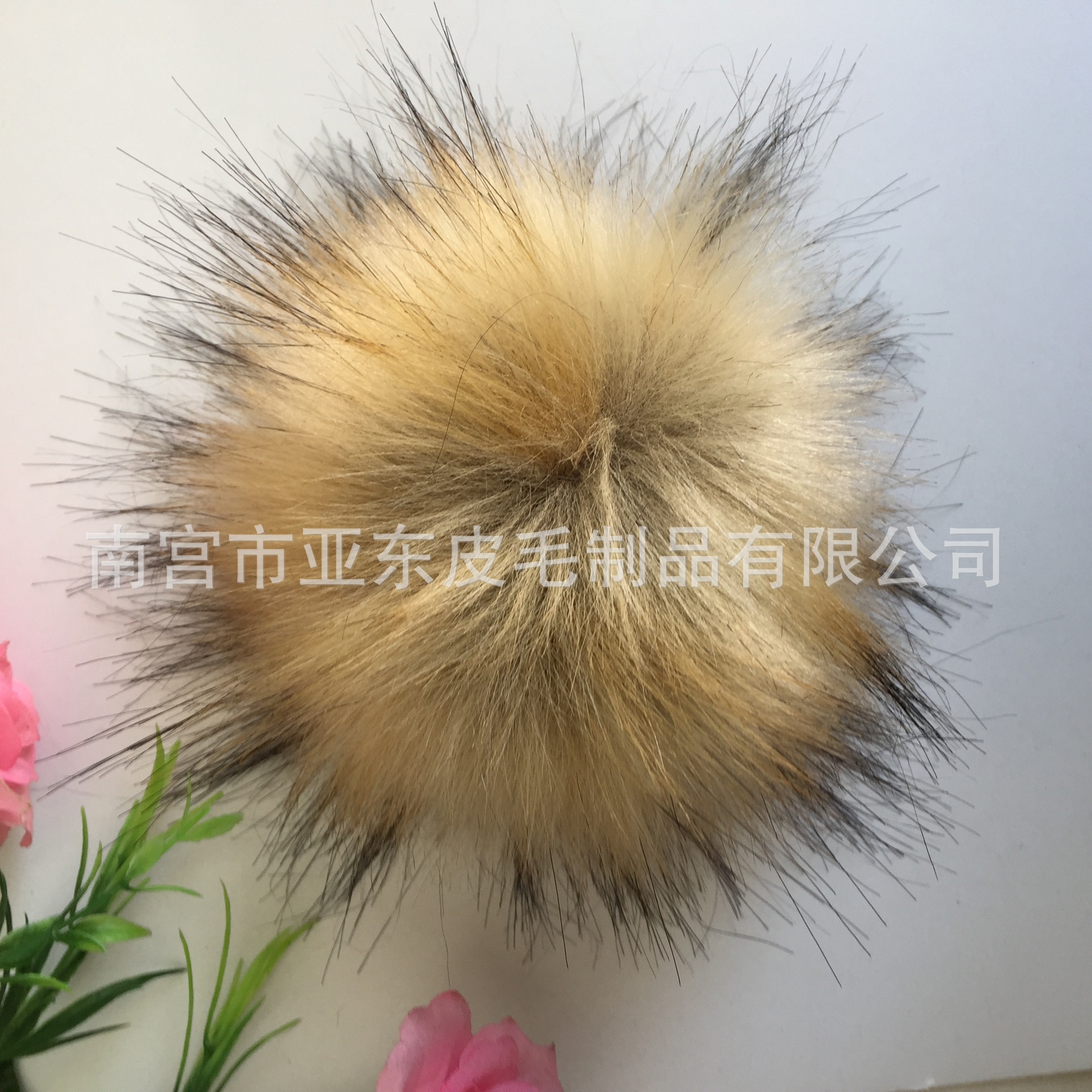 Bola de piel de zorro de imitación de 10cm Bola de piel de mapache de imitación de color Bola de piel falsa artificial de imitación de lana Colgante de sombrero de bricolaje