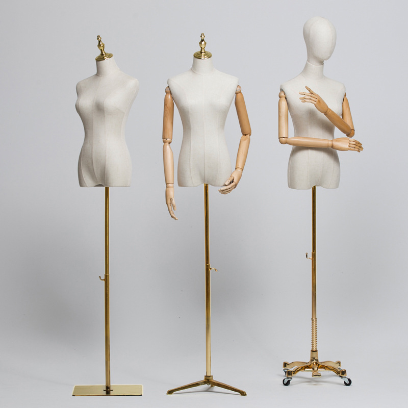 Clothing Store Model Props Women's Full Body Golden Display Stand Women's Window Half-length Dummy Korean Style Clothes Model Stand