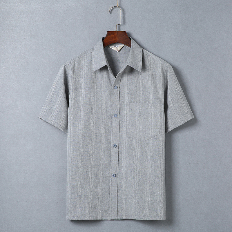 Summer Middle-Aged and Elderly Men's Short-Sleeved Dark Pattern Shirt Casual Dad Wear Grandpa Button Half-Sleeved Shirt Lapel Retro