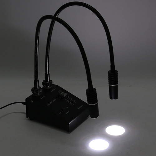 White LED industrial camera light source, dual tube, microscope dual goose neck tube light source, LED lighting lamp