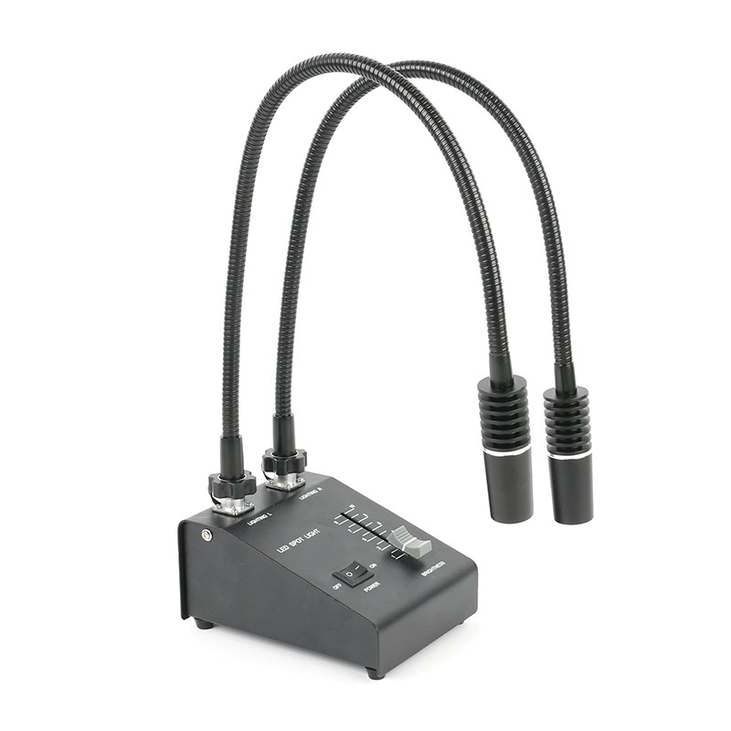 Белый Светодиодный промышленный источник света камеры двойной филиал трубки микроскоп двойной гусиная шея лампа источник света светодиодное освещение