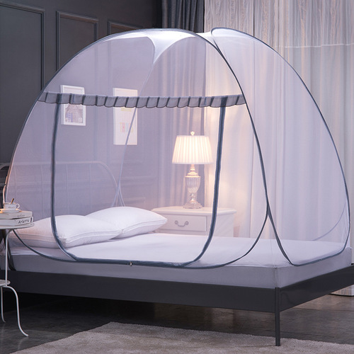 Freestanding Mongolian Yurt Mosquito Net, No Installation Required, Foldable, One-Door Full Bottom Anti-Mosquito Square Top Zipper Mosquito Net Wholesale