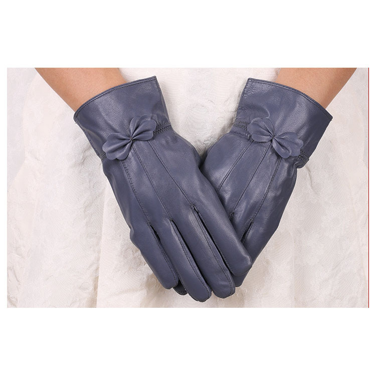 Nuevos guantes de cuero para mujer de otoño e invierno con forro polar cálido guantes de piel de oveja a prueba de frío guantes de cuero multicolores