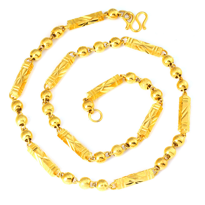 Venta al por mayor de Europa y América perlas hexagonales Collar chapado en oro de los hombres hexagonal sólido Vietnam jefe de oro cadena de los hombres collar de Bambú