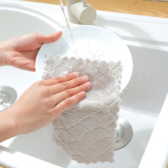 Absorbent dish cloth, thick table wiping cloth, non-oil sticking towel, kitchen hairless drop-free cleaning rag, floral handkerchief
