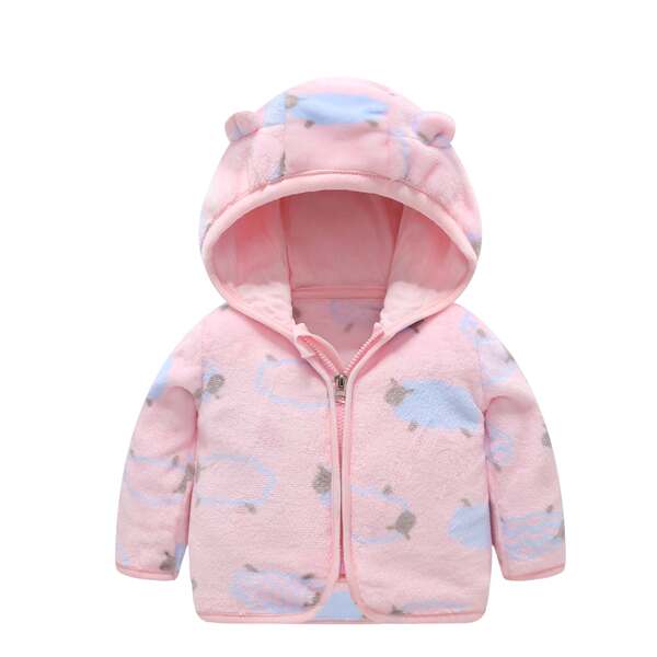 Autumn coral velvet demi-season jacket for early age