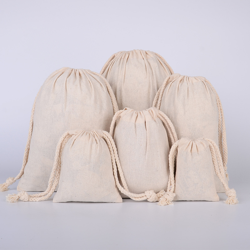 空白纯棉帆布束口袋 拉绳袋DIY布袋 空白抽绳收纳束口袋 现货批发