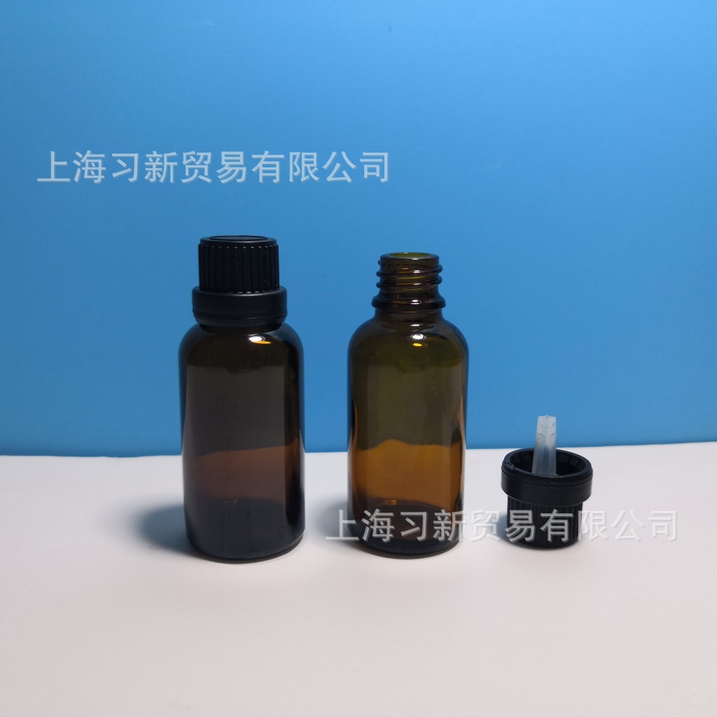 30ml高档茶色/棕色精油瓶+德国原装进口大头盖0.6/1.0/1.5 不渗漏