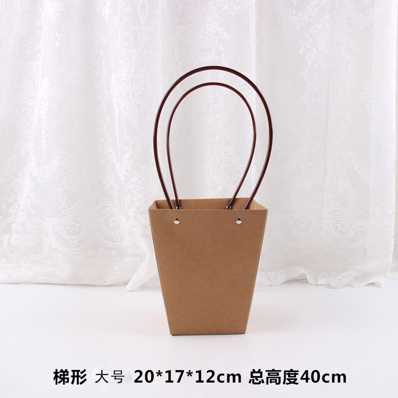 Bolsa de flores de piel de vaca portátil a prueba de agua bolsa de papel Kraft caja de flores floral arreglo floral bolsa de regalo flor bolsa de mano bolsa de ramo