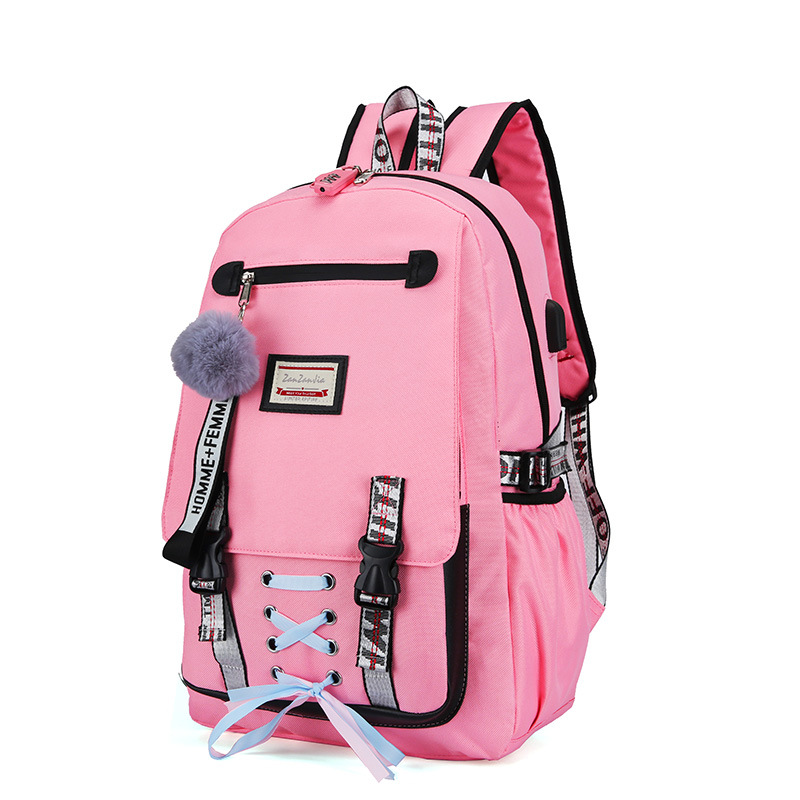 Mochila casual de Viaje Juvenil transfronteriza para hombres y mujeres mochila de estudiante de escuela secundaria mochila de viaje recargable USB