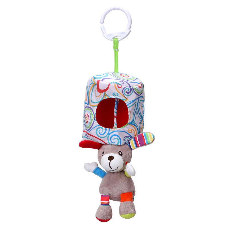 Lindo animal de dibujos animados ocultar y ocultar gato tire choque colgante muñeca infantil de juguete de peluche coche colgando cama muñeca