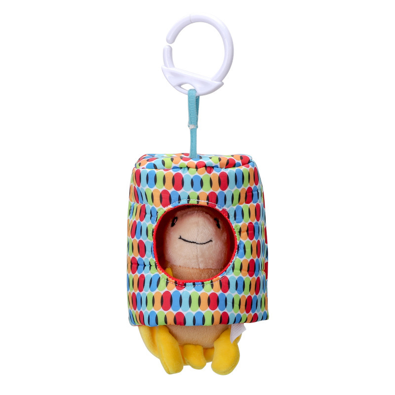 Lindo animal de dibujos animados ocultar y ocultar gato tire choque colgante muñeca infantil de juguete de peluche coche colgando cama muñeca