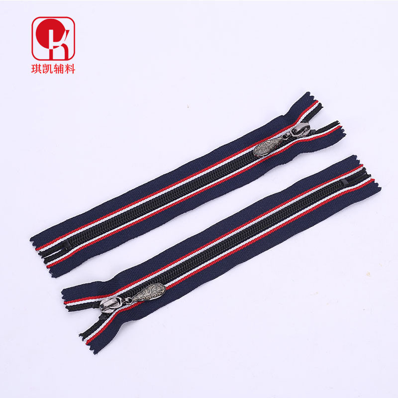 供应3号5号花色布边尼龙拉链 5号服装尼龙彩色针织布边拉链