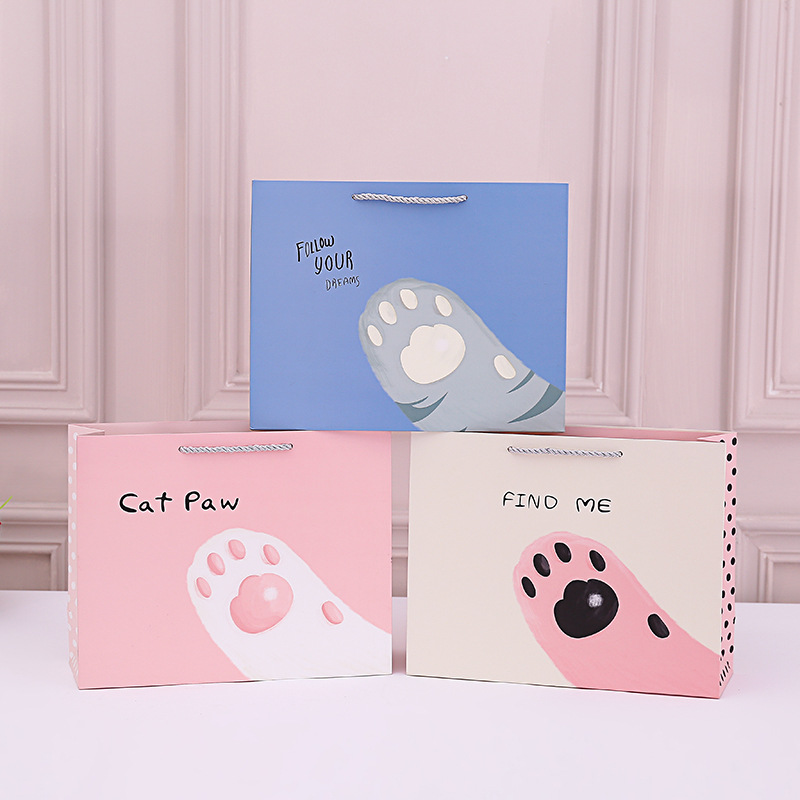 新款卡通可爱礼品袋手提袋 白卡纸礼品袋手提包装袋定 制LOGO批发