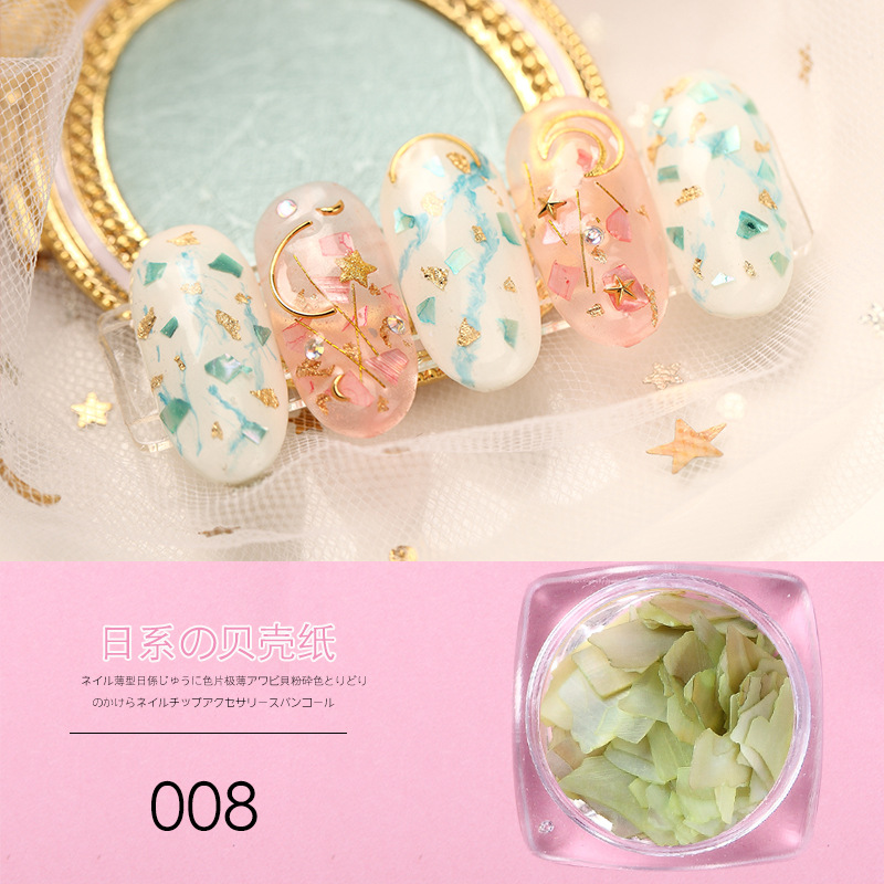Joyería de uñas al por mayor de uñas japonesas naturales grandes rebanadas de abulón decoración de uñas rebanadas de concha