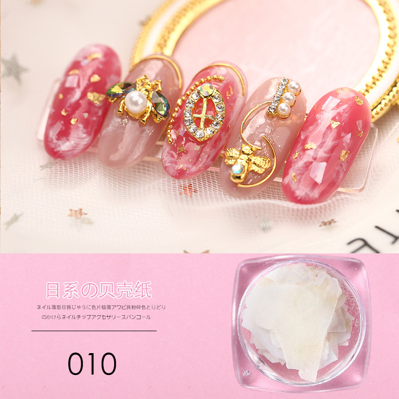 Joyería de uñas al por mayor de uñas japonesas naturales grandes rebanadas de abulón decoración de uñas rebanadas de concha