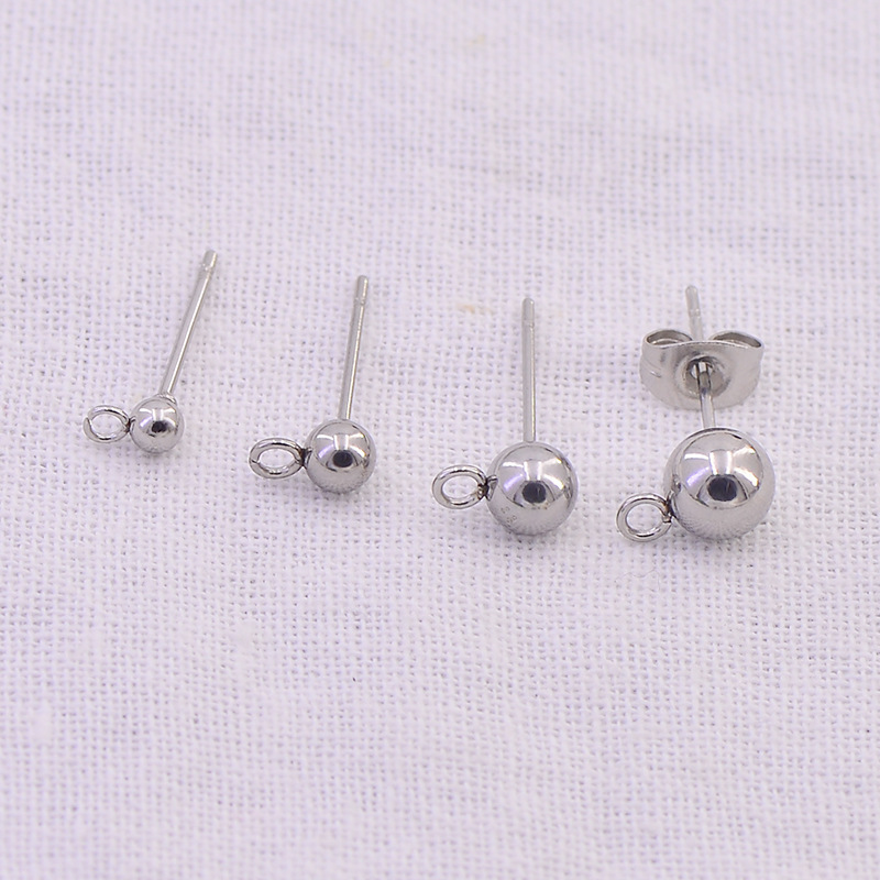 DIY jewelry accessories stainless steel suspenders ring hanging earrings round bead earrings Beanstalk pin simple earrings for women