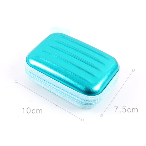 Creative square tinplate coin purse, mini cartoon zippered cable organizer, headphone keychain small wallet