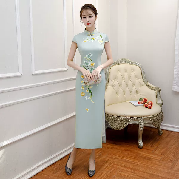 8750 light green color painting embroidery