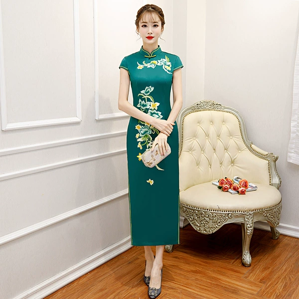 8752 dark green color painting embroidery