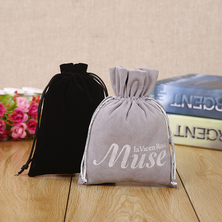 厂家绒布袋双针束口袋首饰礼品收纳袋 双拉绳绒布定袋logo便携