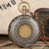 Retro big new pure copper hollow flower type red dotted Tusso wheel mechanical pocket watch