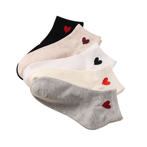 Socks women's boat socks spring and autumn new women's cotton socks casual love short-tube sports cotton socks manufacturer wholesale