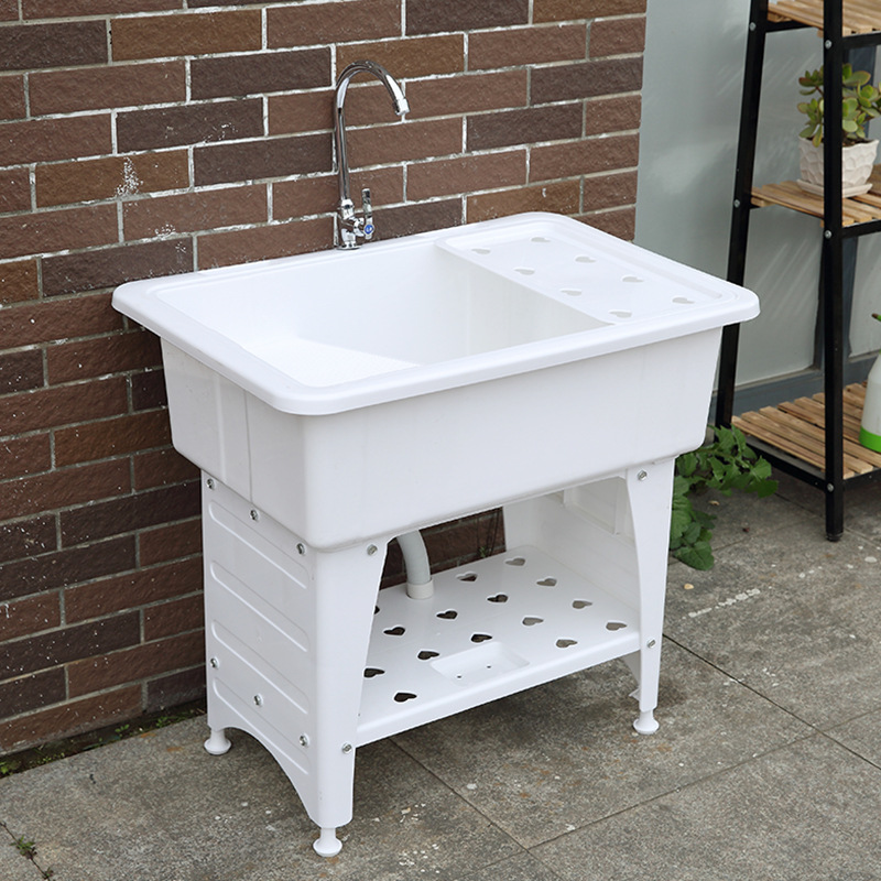 Directo de fábrica piscina de lavandería de plástico con lavabo balcón fregadero gabinete mesa de lavandería del hogar lavabo fregadero