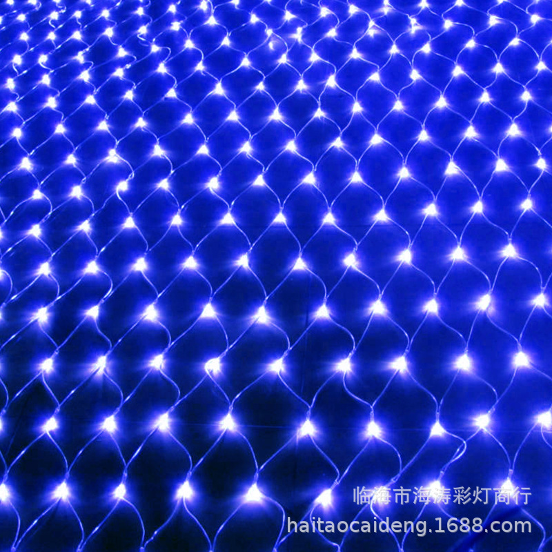 Luz de red solar Luz de color LED luz intermitente Cadena de red de pesca Luz de Navidad Cadena de luz impermeable decoración de interiores cortina de malla de luz