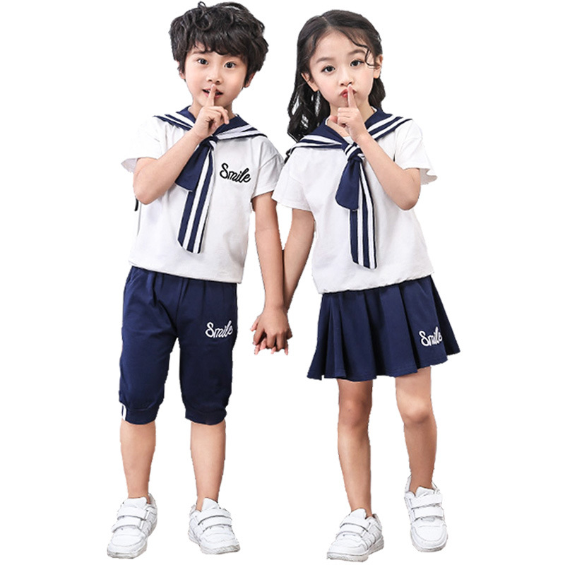 여름 새로운 어린이 클래스 코트 코트 소년 해군 세트 봄 유치원 코트 소녀의 캐주얼 투피스 세트