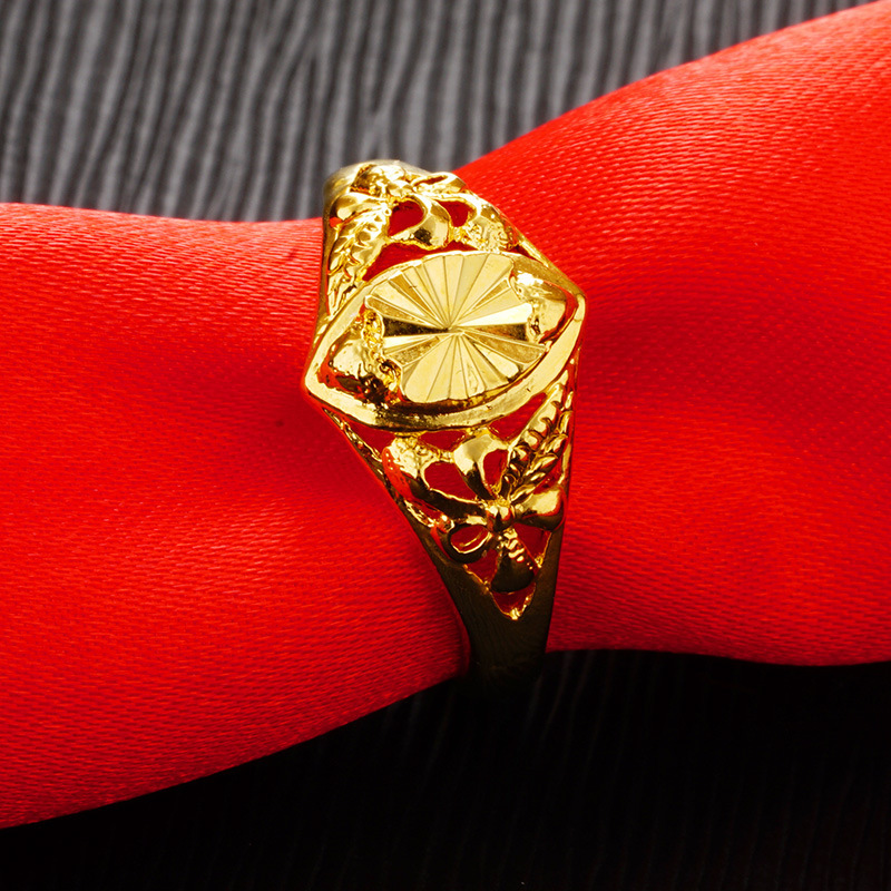 Transfronterizo popular de imitación de oro de Vietnam arena anillo de oro de latón puro chapado en oro anillo femenino abierto anillo de oro femenino al por mayor