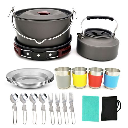 Outdoor products Amazon best selling camping cookware set new product camping cooker stove aluminum pot
